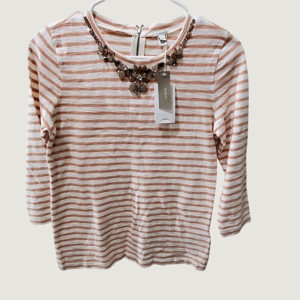 J. Crew jeweled neckline striped shirt NEW!!!! Size XS